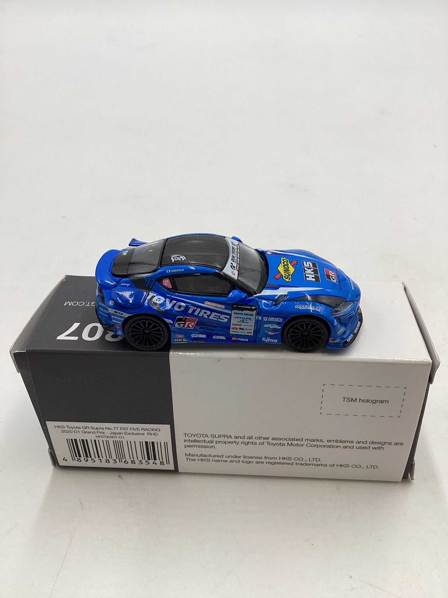 Mini GT #307 Opened HKS Toyota GR Supra No. 77 Blue