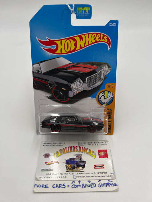 2016 Hot Wheels Muscle Mania #122 72 Ford Gran Torino Sport Black 33B