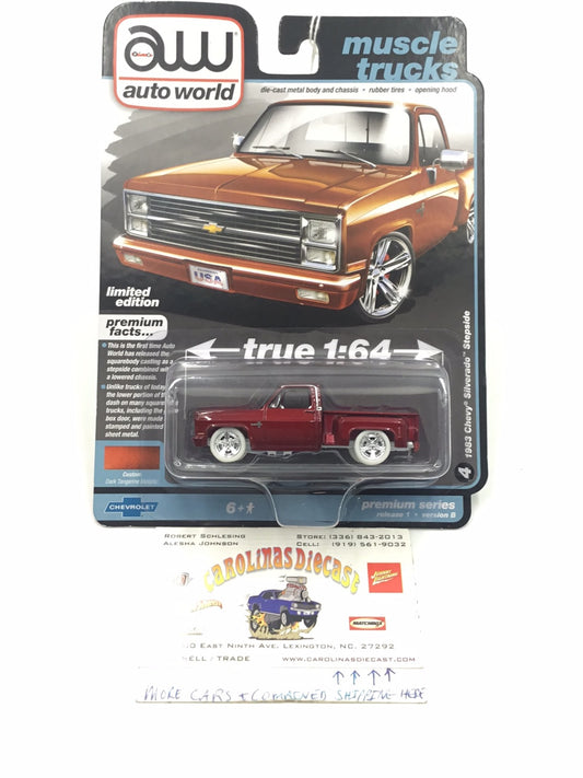 Auto world muscle trucks Ultra Red Chase 1983 Chevy Silverado Stepside