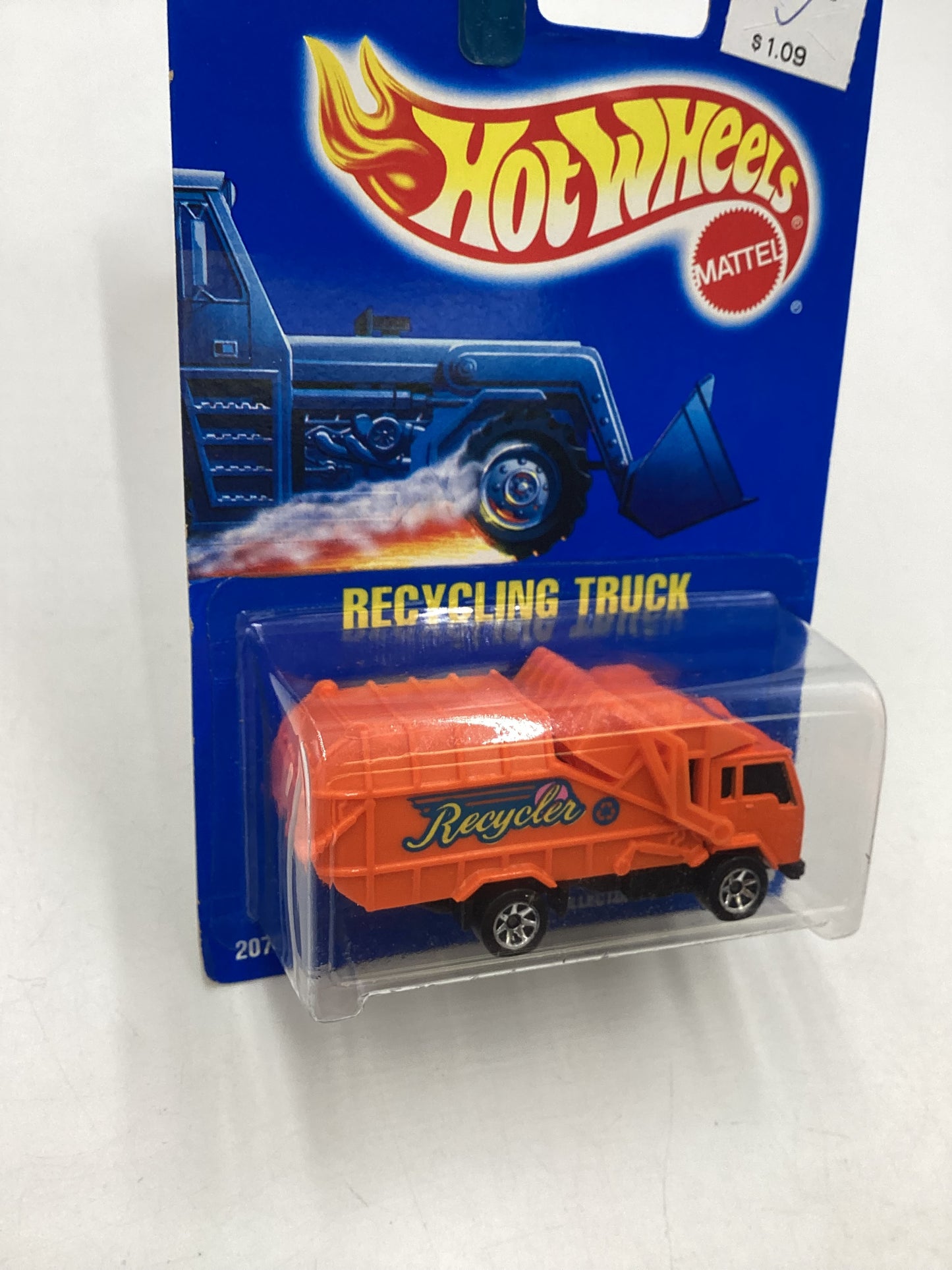 Hot Wheels Blue Card New Model Collector  No. 143 Recycling Truck Orange 7SP Wheels 239G