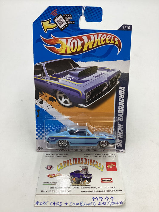 2012 Hot Wheels Muscle Mania #87 68 Hemi Barracuda Light Blue 36i