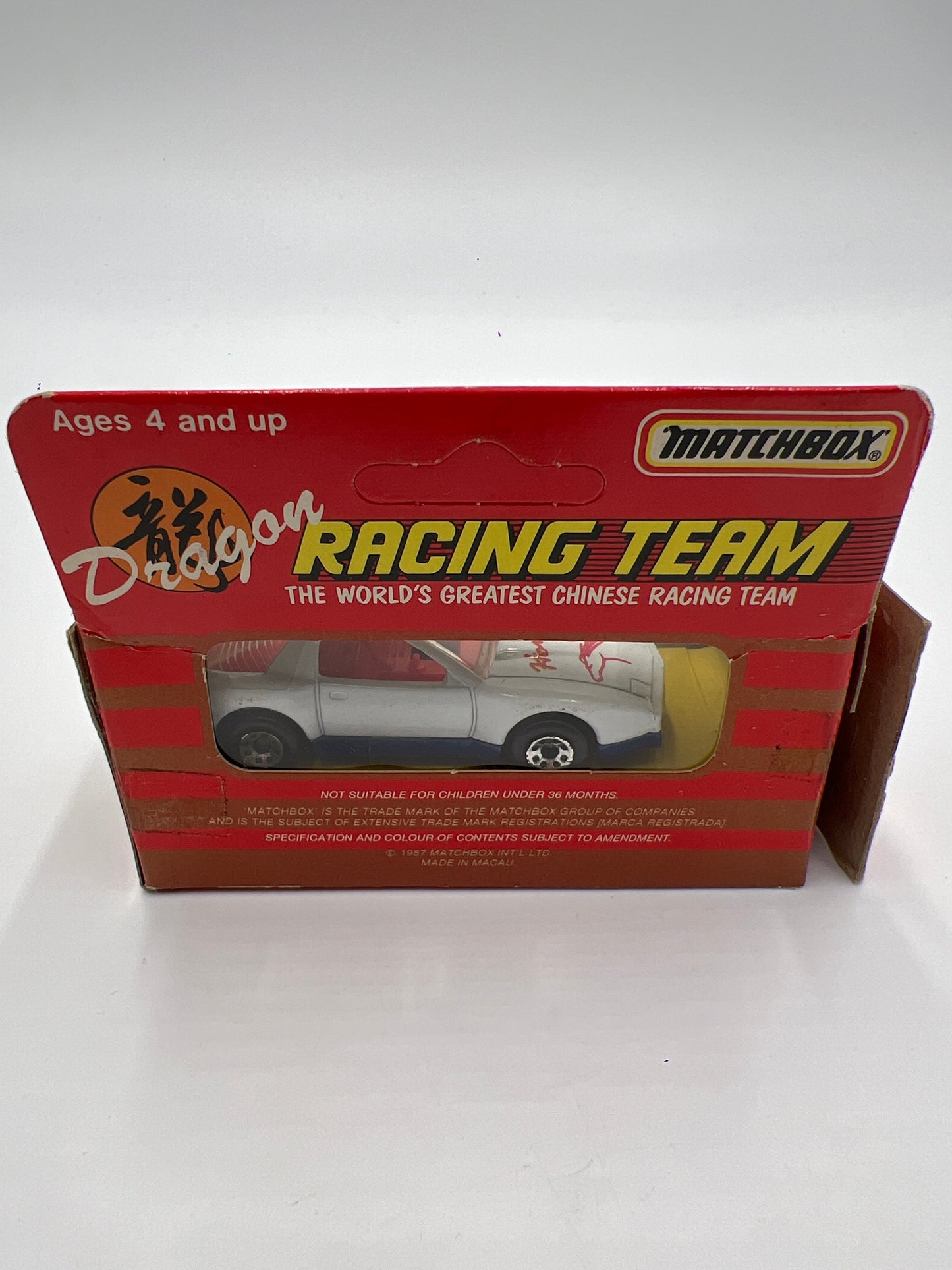 Matchbox Dragon Racing Team Unpunched Pontiac Firebird Racer #9 Horse White