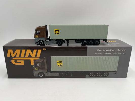 Mini GT #705 Mercedes-Benz Actros W/40ft Container UPS Europe