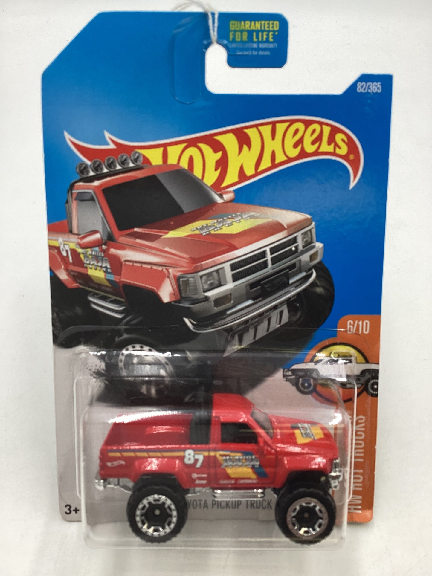 2017 Hot wheels #082 Red 1987 Toyota Pickup Truck 93C