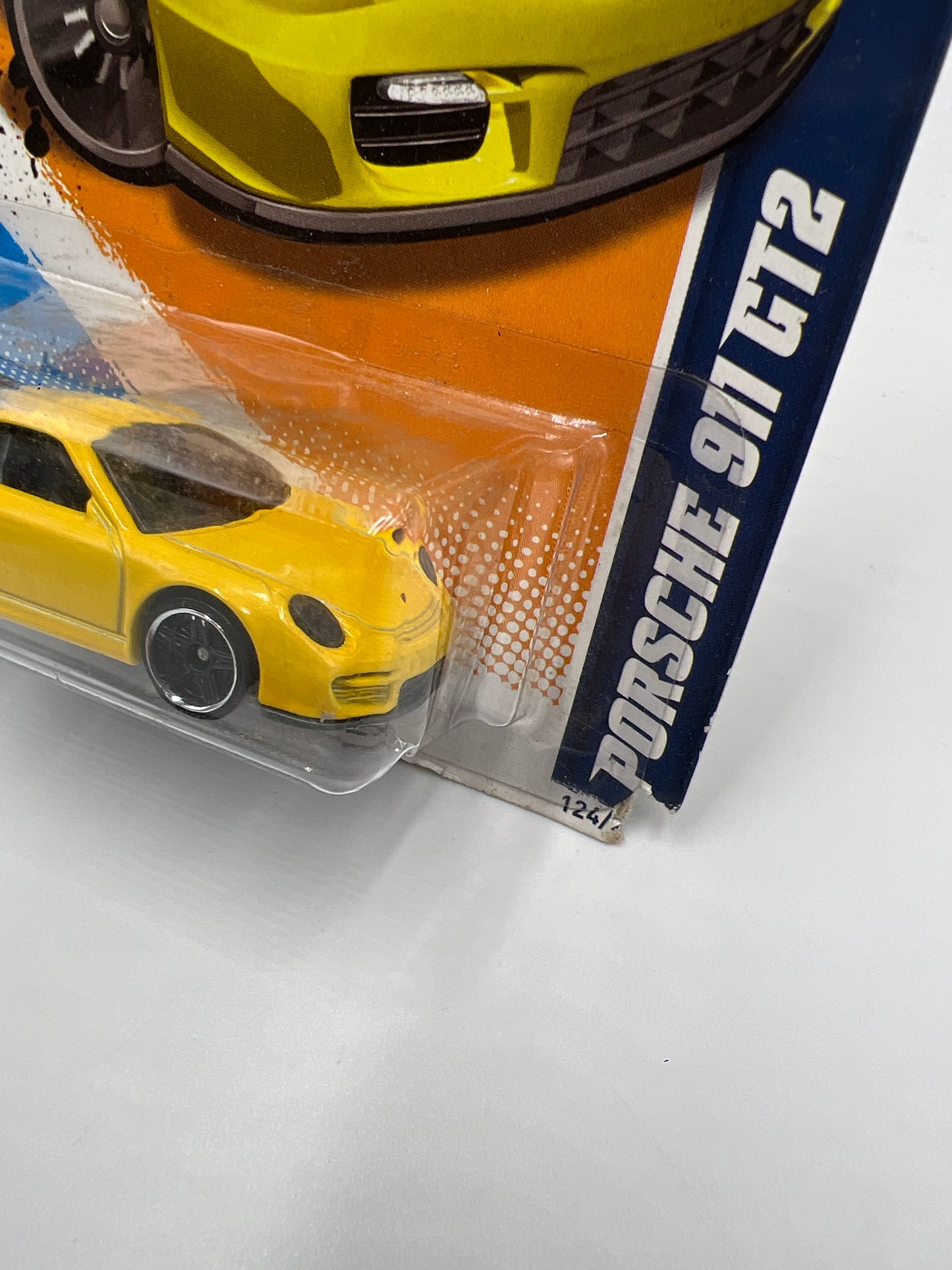 2012 Hot Wheels All Stars #124 Walmart Exclusive Porsche 911 GT2 Yellow W/Protector VHTF Bad Card