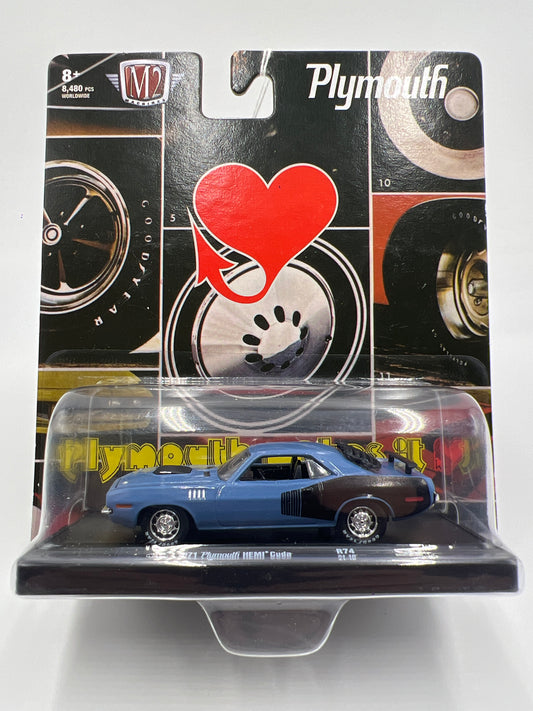 M2 Machines Auto Drivers 1971 Plymouth Hemi Cuda Blue R74 192E