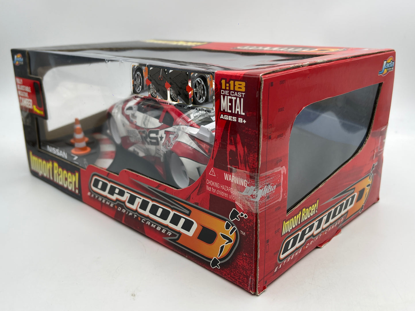 Jada 1:18 Scale Import Racer Option D Nissan Z Red/White W/Adjustable Camber