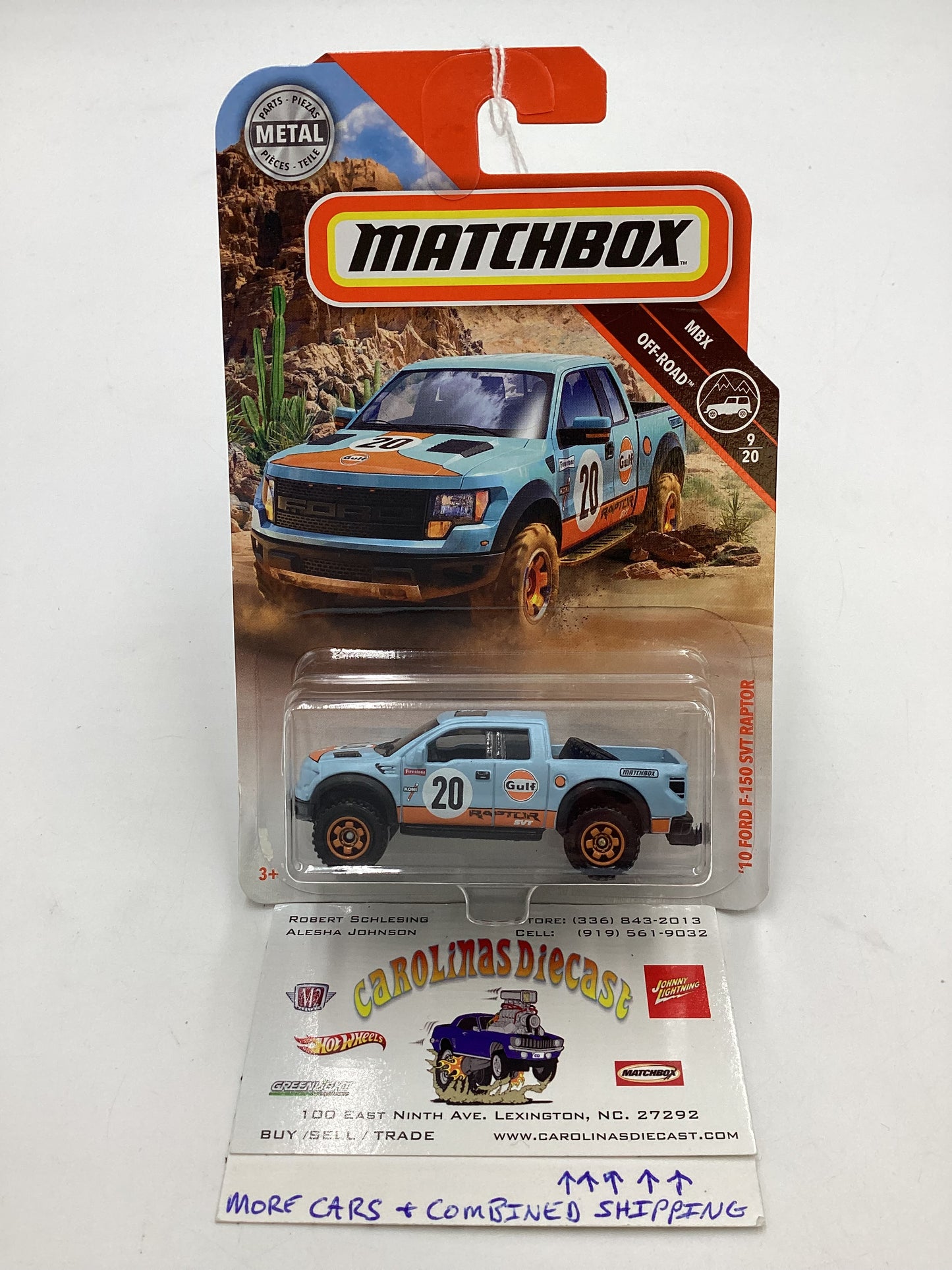 2018 Matchbox Off Road #9 10 Ford F-150 f150 SVT Raptor Gulf 208A