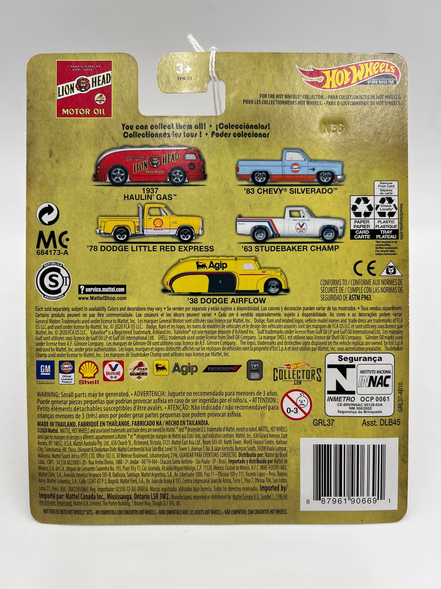 Hot Wheels Premium Vintage Oil #1 1937 Haulin Gas Red Lion Head 244i