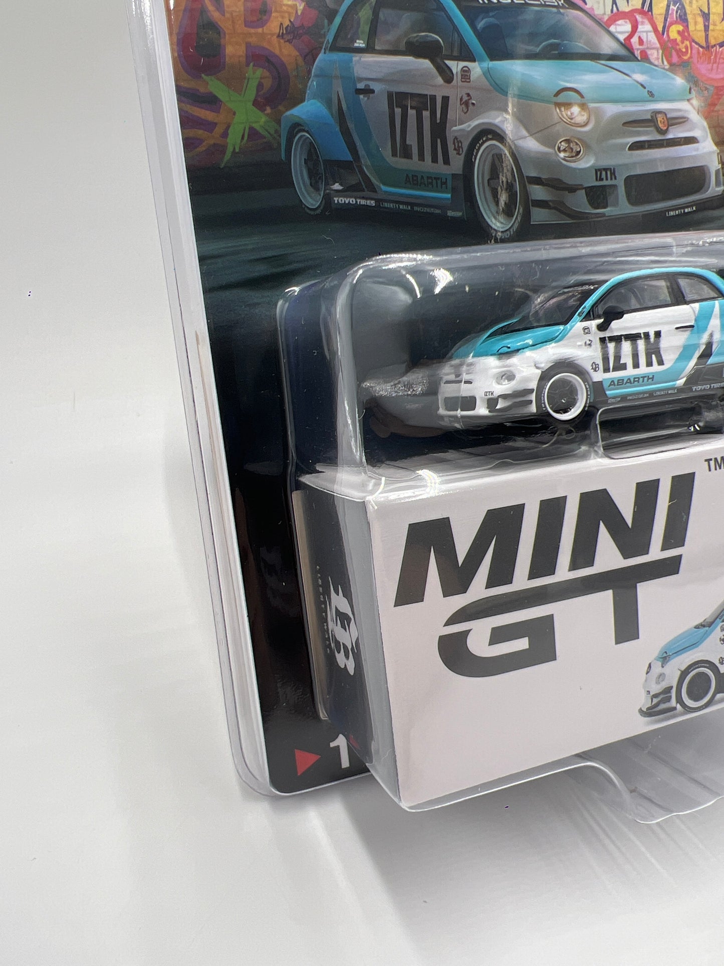Mini GT #1051 LB-WORKS x Abas Works Abarth 595 IZTK White/Blue 233C
