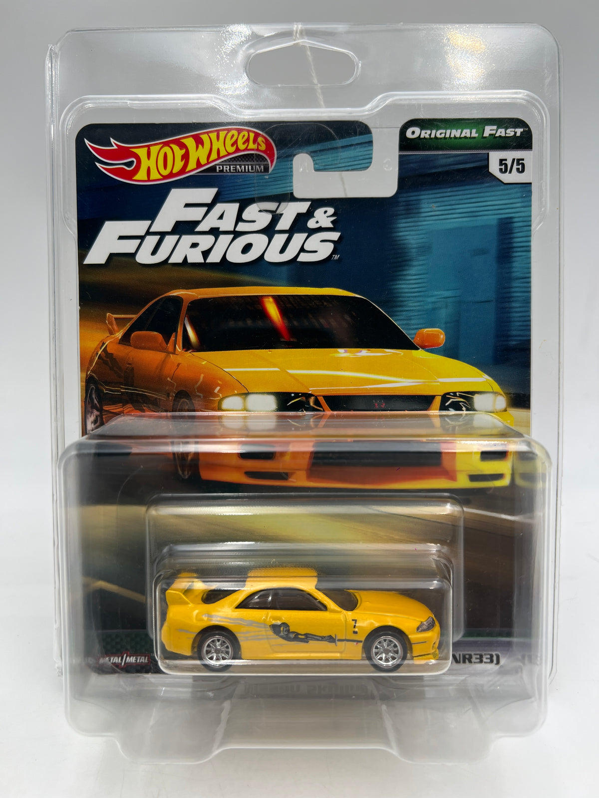 Hot Wheels Fast & Furious Original Fast #5 Nissan Skyline GT-R BCNR33 Yellow W/Protector