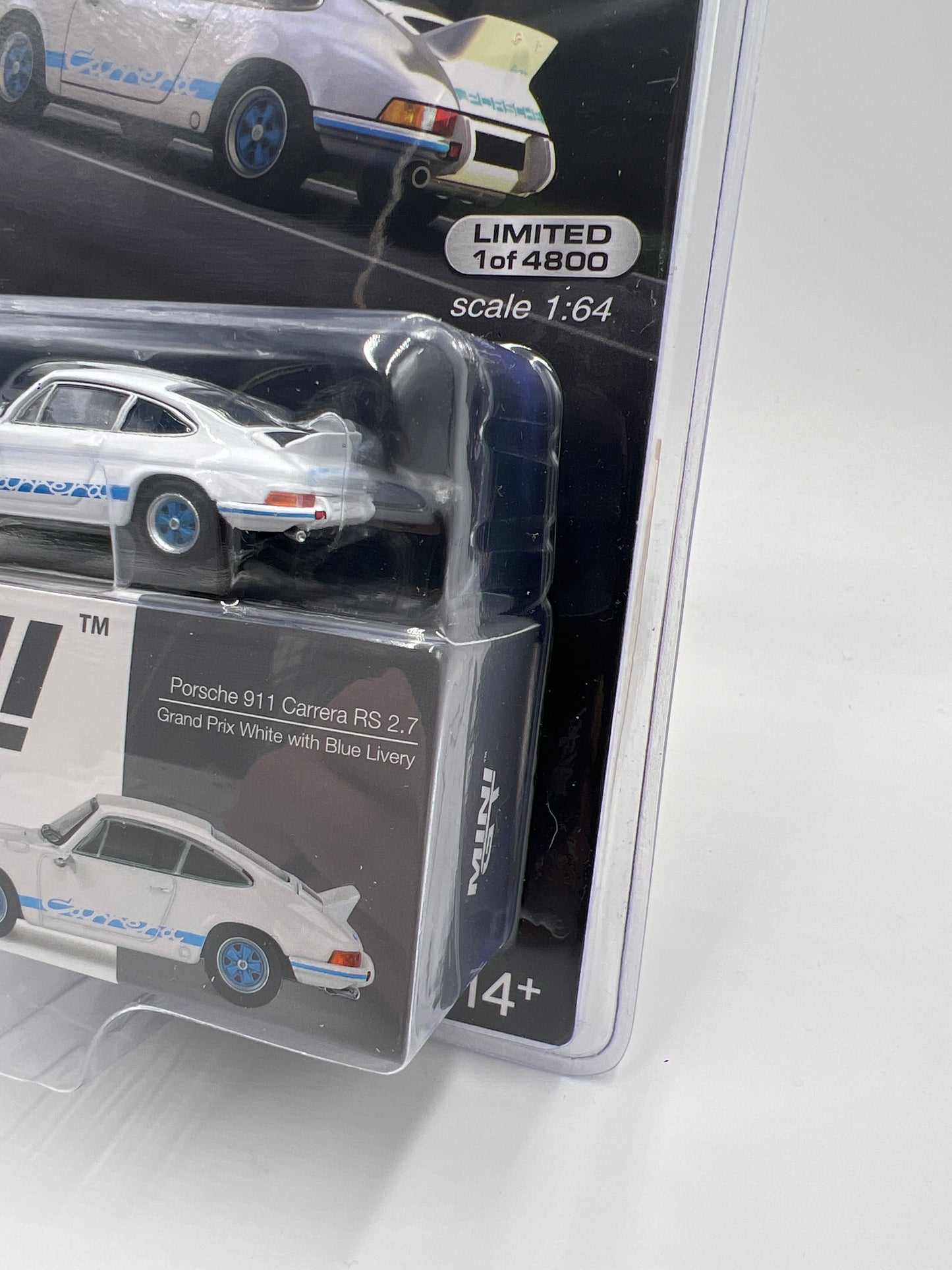Mini GT Mijo Exclusives #715 Porsche 911 Carrera RS 2.7 White/Blue