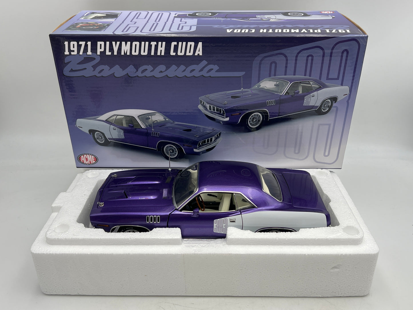 Acme 1:18 Scale 1 Of Only 350 Made 1971 Plymouth 383 Cuda Purple W/Box VHTF