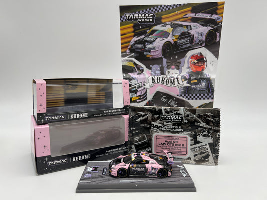 Tarmac Works x Kuromi Audi R8 LMS GT3 EVO II Macau 2024 GT Cup W/Trading Cards & Poster