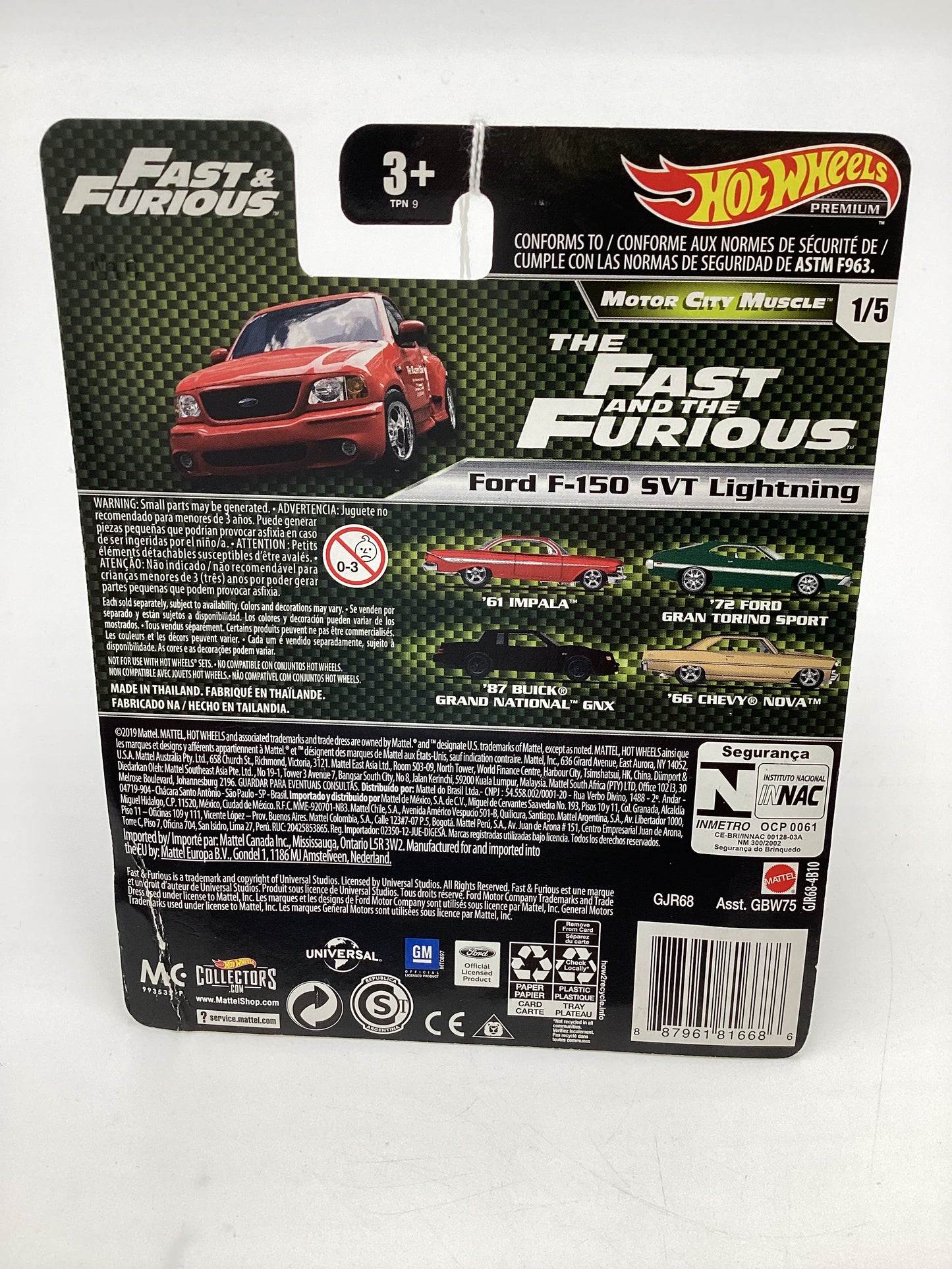 Hot Wheels Fast and Furious Motor City Muscle Ford F-150 SVT Lightning Red Creased Corner 246B