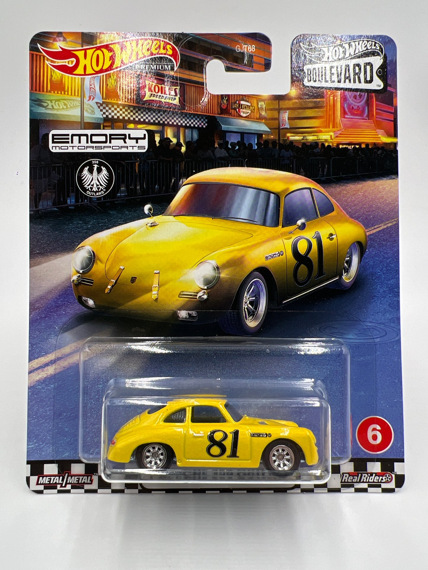 Hot Wheels Premium Boulevard #6 Porsche 356 Outlaw Yellow W/Protector