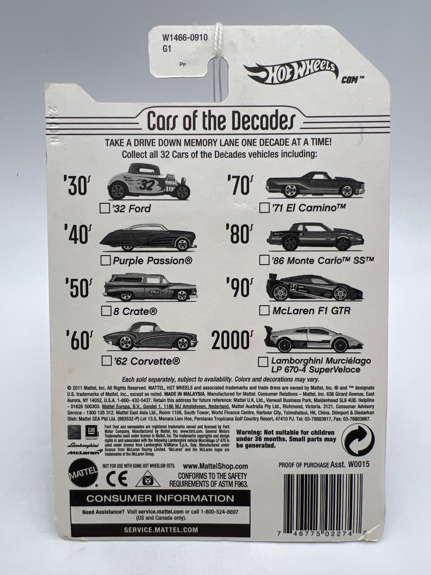 Hot Wheels Cars of the Decades The 50s #12 8 Crate Chevy Gold 164C