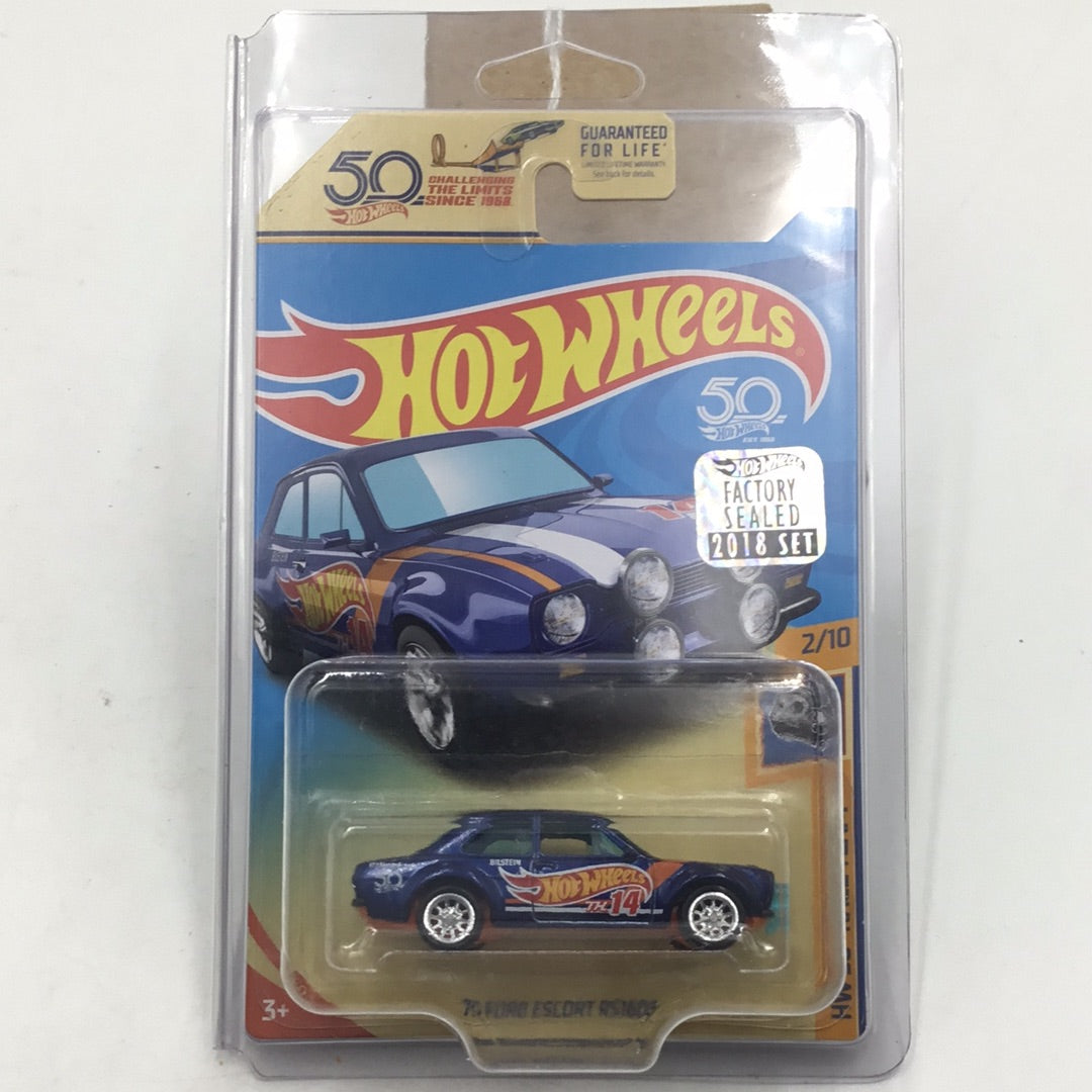 2018 hot wheels super treasure hunt 70 Ford escort RS1600 Factory Sealed  sticker W/Protector