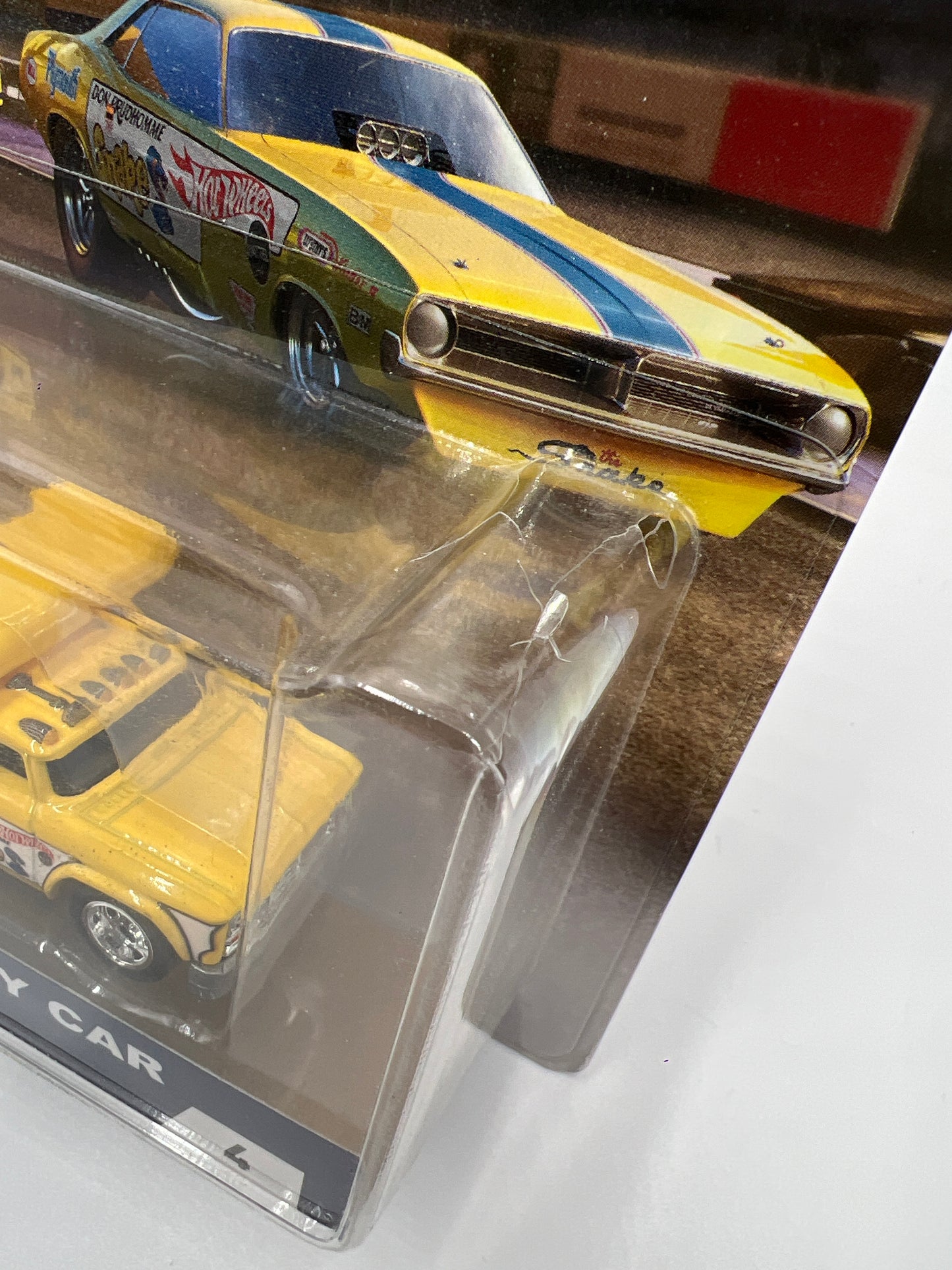 Hot Wheels Car Culture Team Transport #4 72 Plymouth Cuda Funny Car Snake & Retro Rig W/Protector Cracked Blister