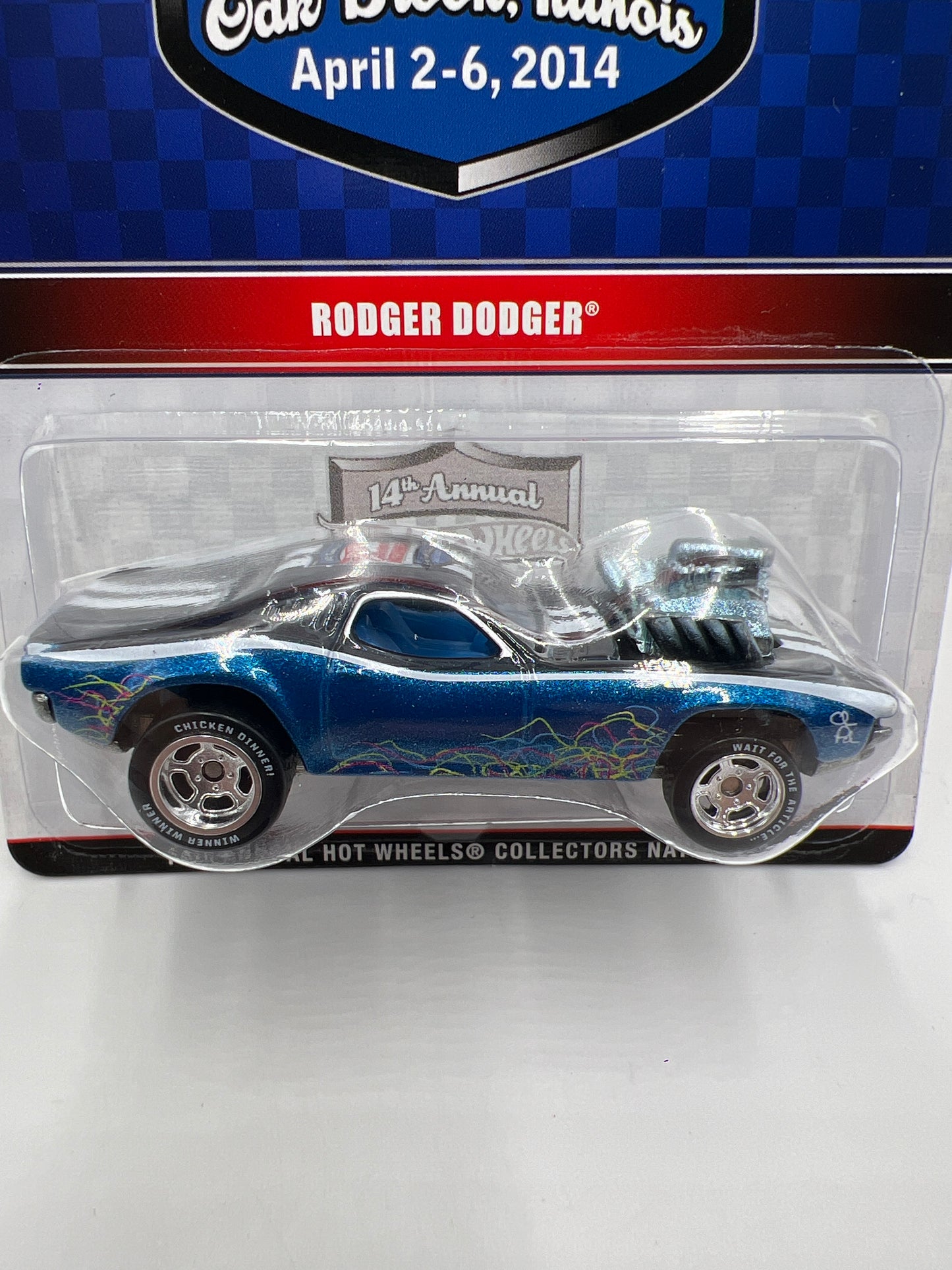 2014 Hot Wheels 14th Annual Collectors Nationals 1029/2000 Rodger Dodger Blue W/Protector