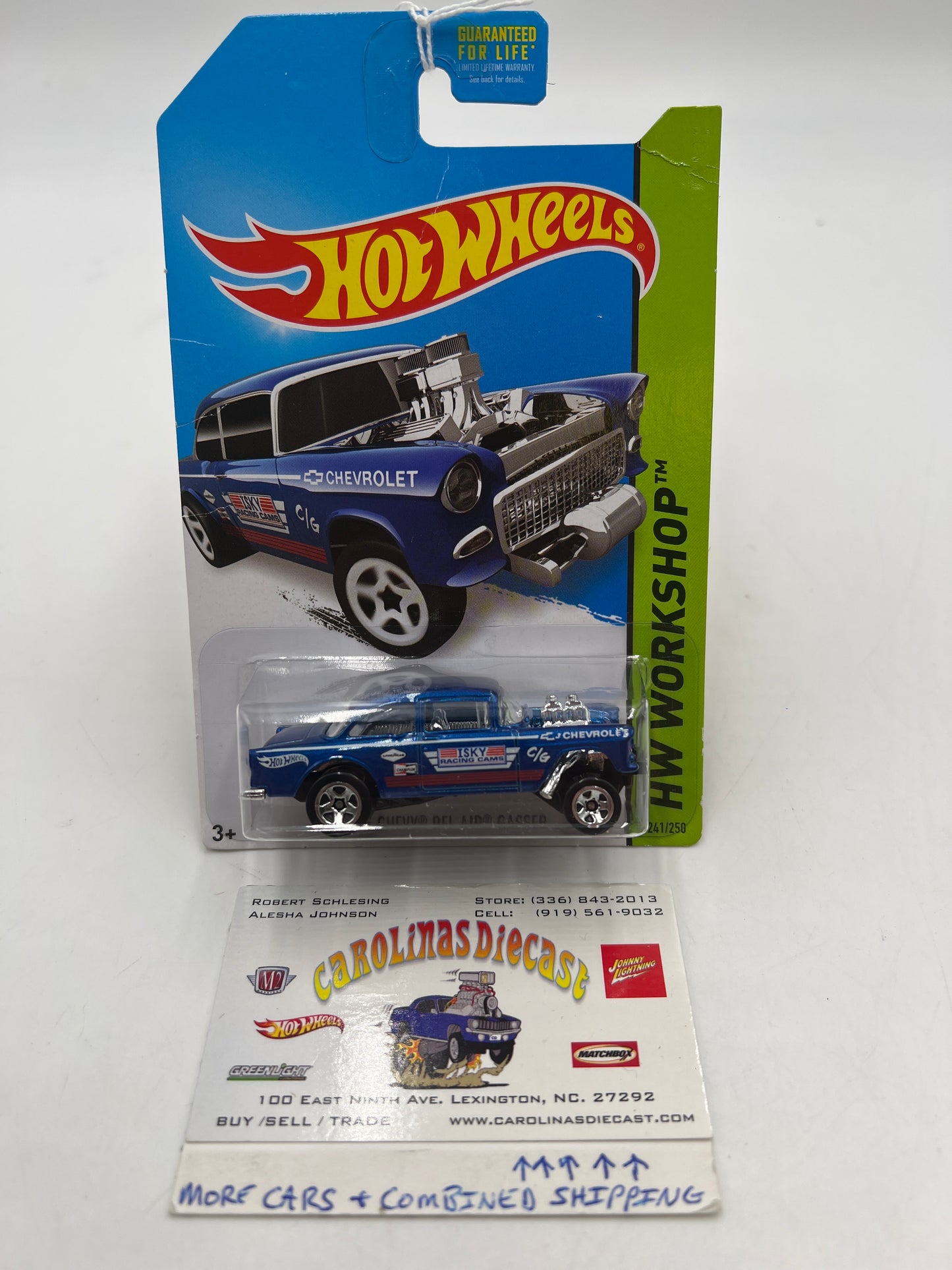 2014 Hot Wheels Workshop #241 55 Chevy Bel Air Gasser Blue *Bad Card* 9H