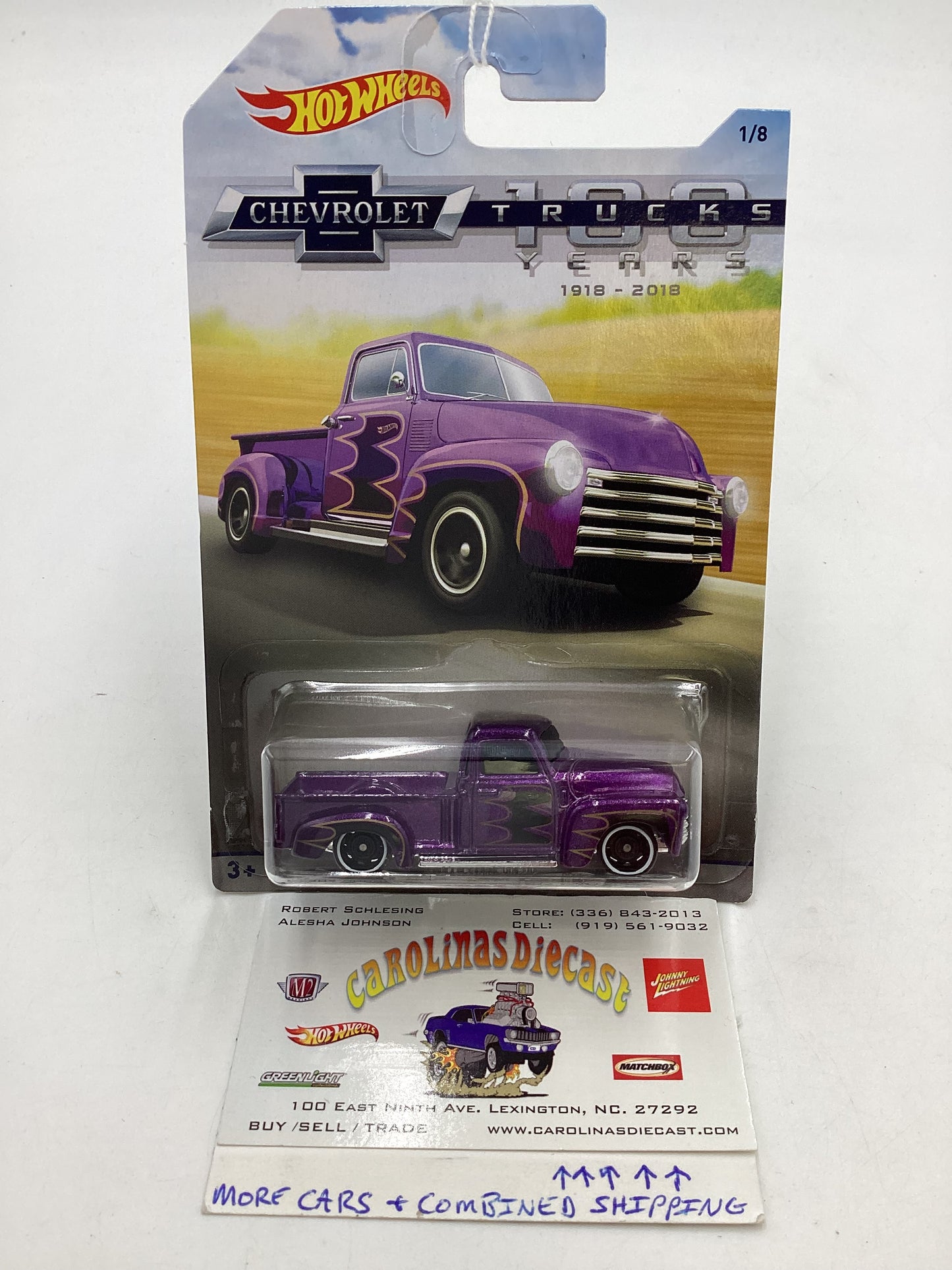 Hot Wheels Walmart 100 Years Chevy #1 52 Chevy Purple 161S
