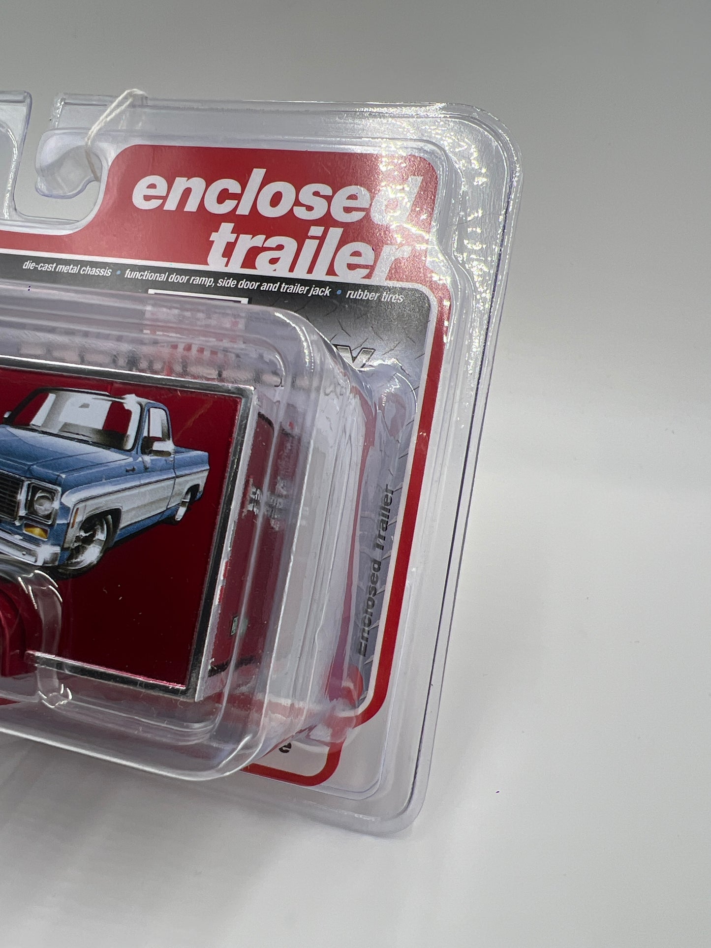 Auto World Mijo Exclusives Ultra Red CHASE Squarebody USA Enclosed Trailer VHTF