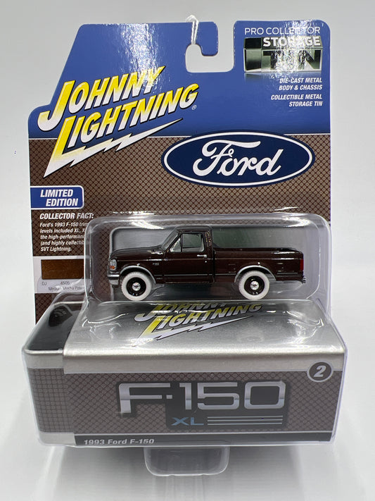 2025 Johnny Lightning Pro Collector Storage Tin #2 White Lightning CHASE 1993 Ford F-150 Brown
