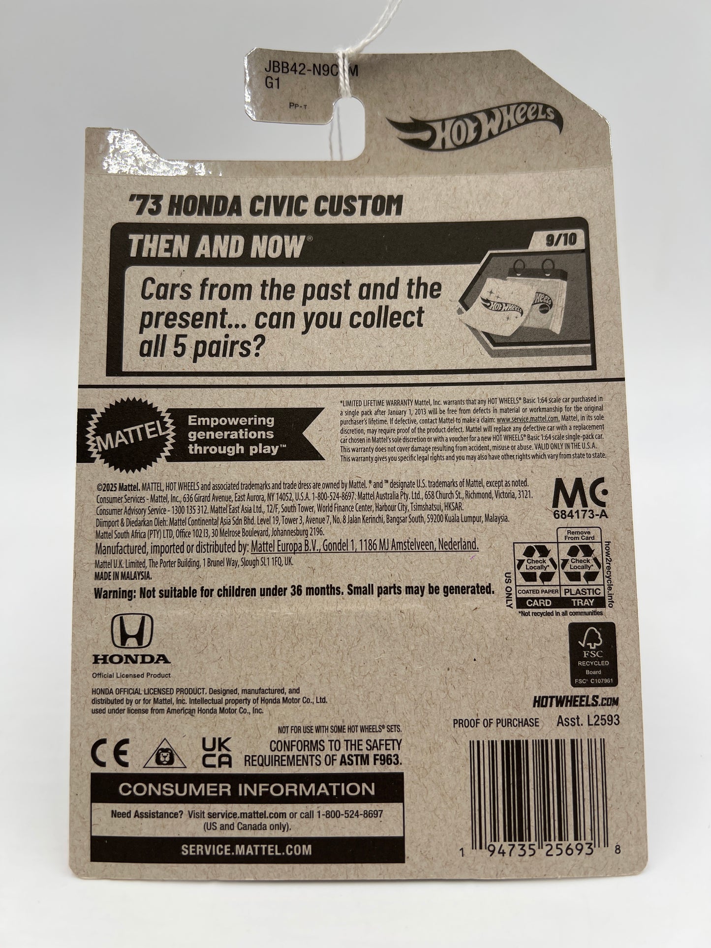 2025 Hot Wheels M Case Then And Now #231 73 Honda Civic Custom 75B