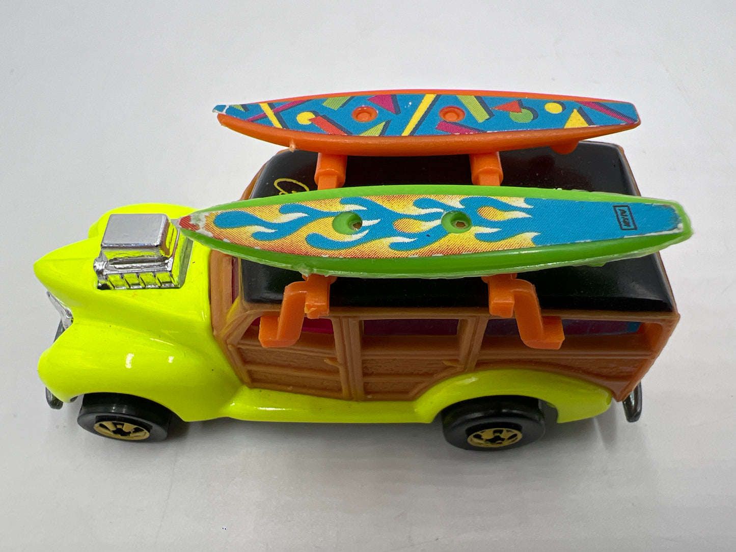 Hot Wheels Cal Customs 40s Ford Woodie W/Surf Rack Neon Loose