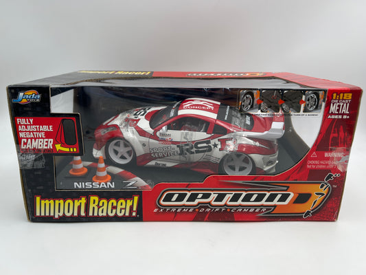 Jada 1:18 Scale Import Racer Option D Nissan Z Red/White W/Adjustable Camber