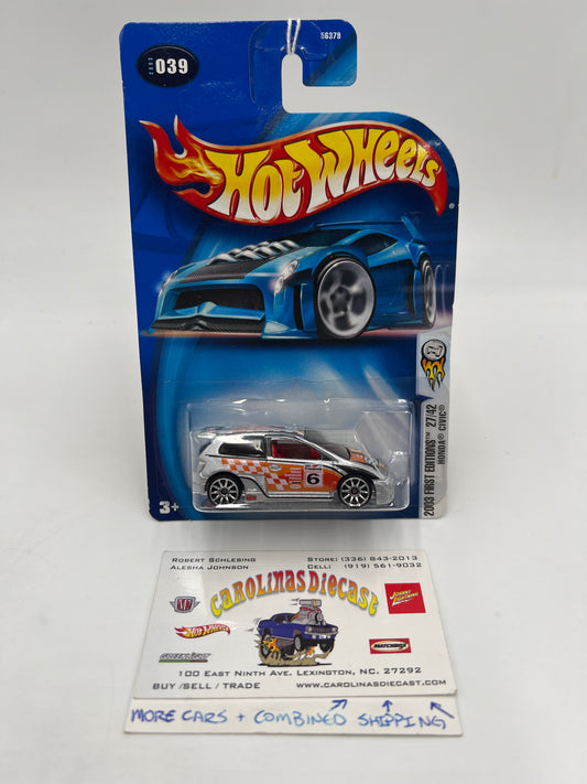 2003 Hot Wheels First Editions #39 Honda Civic Silver 79B