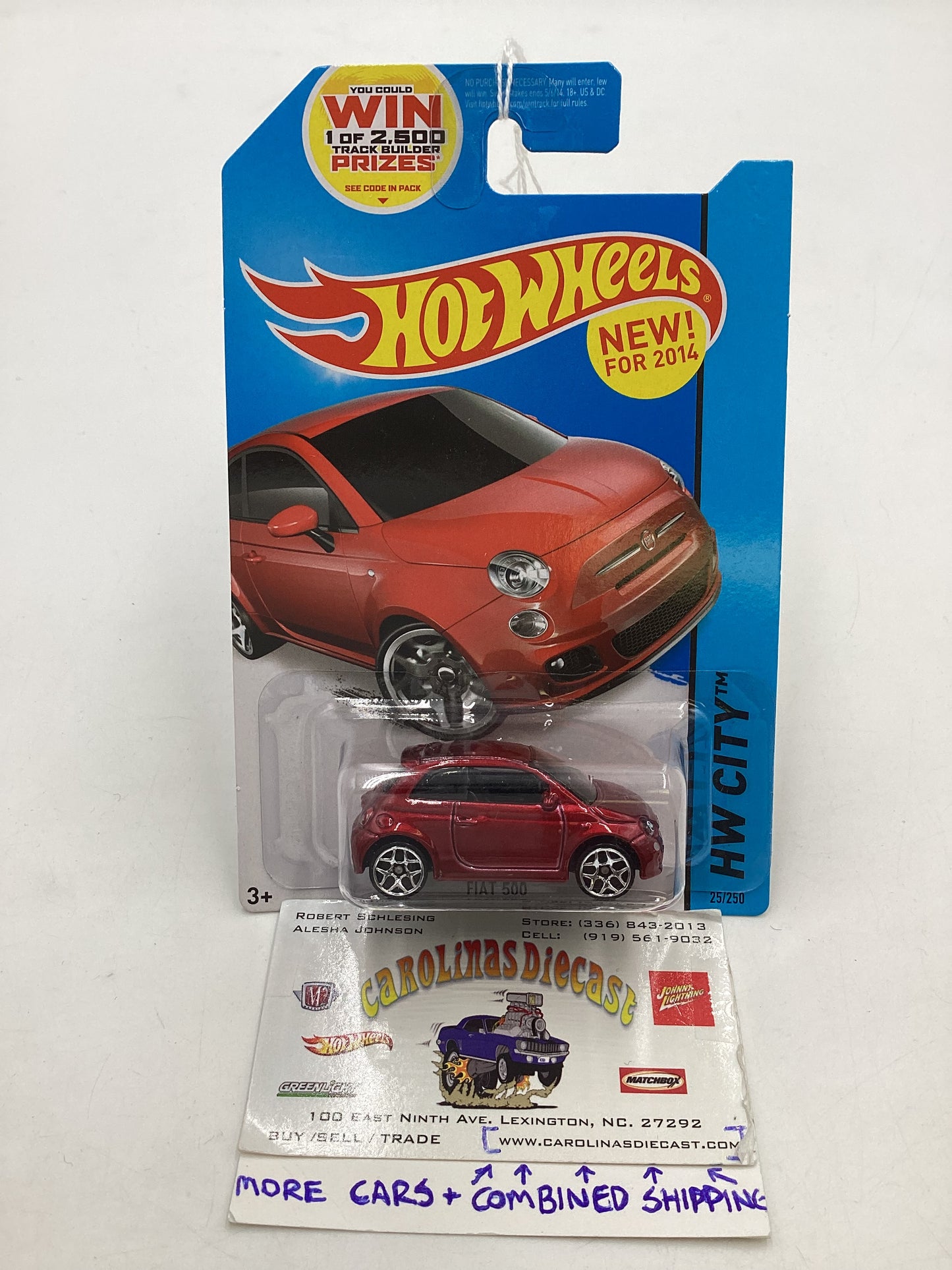 2014 Hot wheels #25 Fiat 500 Red 67C