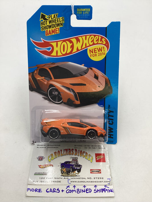 2014 Hot Wheels #37 Lamborghini Veneno Orange 101B