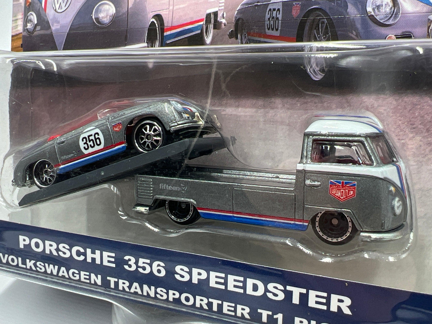 2018 Hot Wheels Team Transport #1 Porsche 356 Speedster & VW Transporter T1 Pickup W/Protector