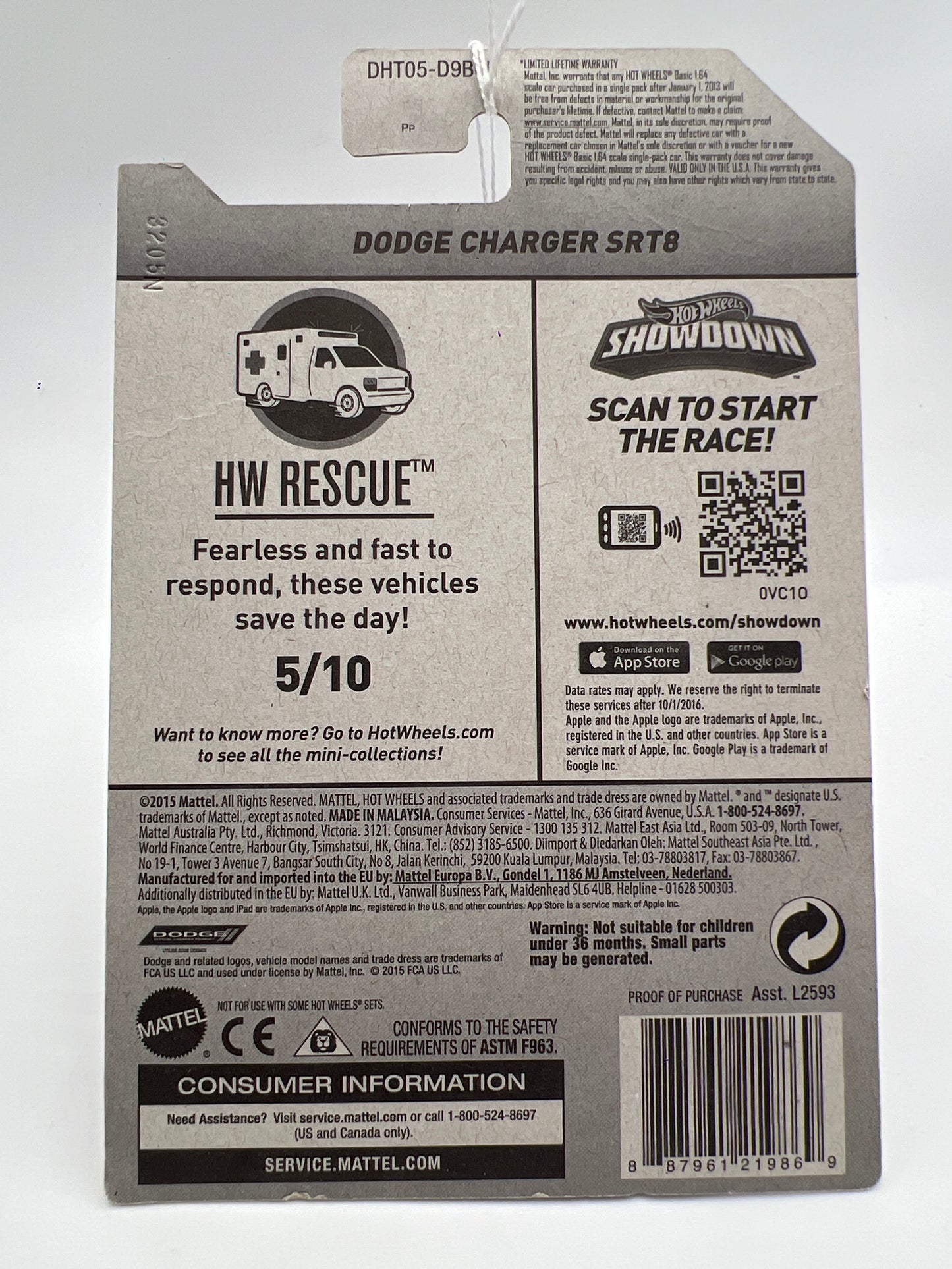 2016 Hot Wheels Treasure Hunt #215 Dodge Charger SRT8 Red 276G