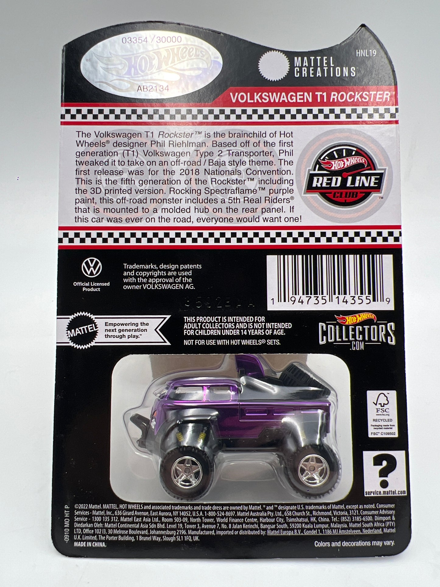 2023 Hot Wheels RLC Volkswagen T1 Rockster Purple W/Protector