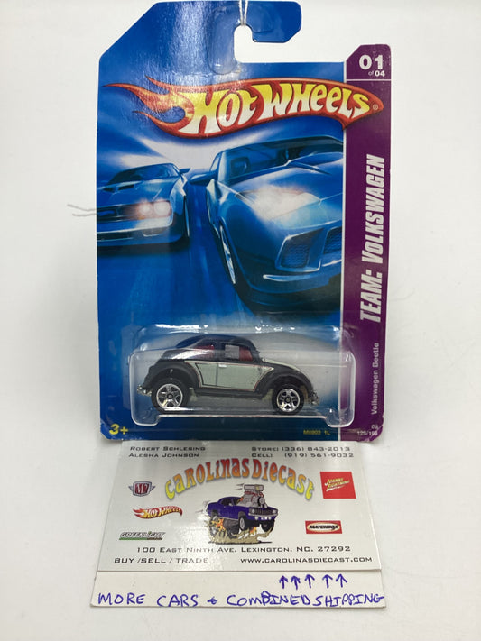 2008 Hot Wheels HW Team: Volkswagen #129 Volkswagen Beetle Matte Black  Card Not Perfect 97G