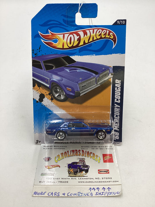 2012 Hot Wheels Muscle Mania Ford #119 68 Mercury Cougar Blue (5SP Wheels) 40D