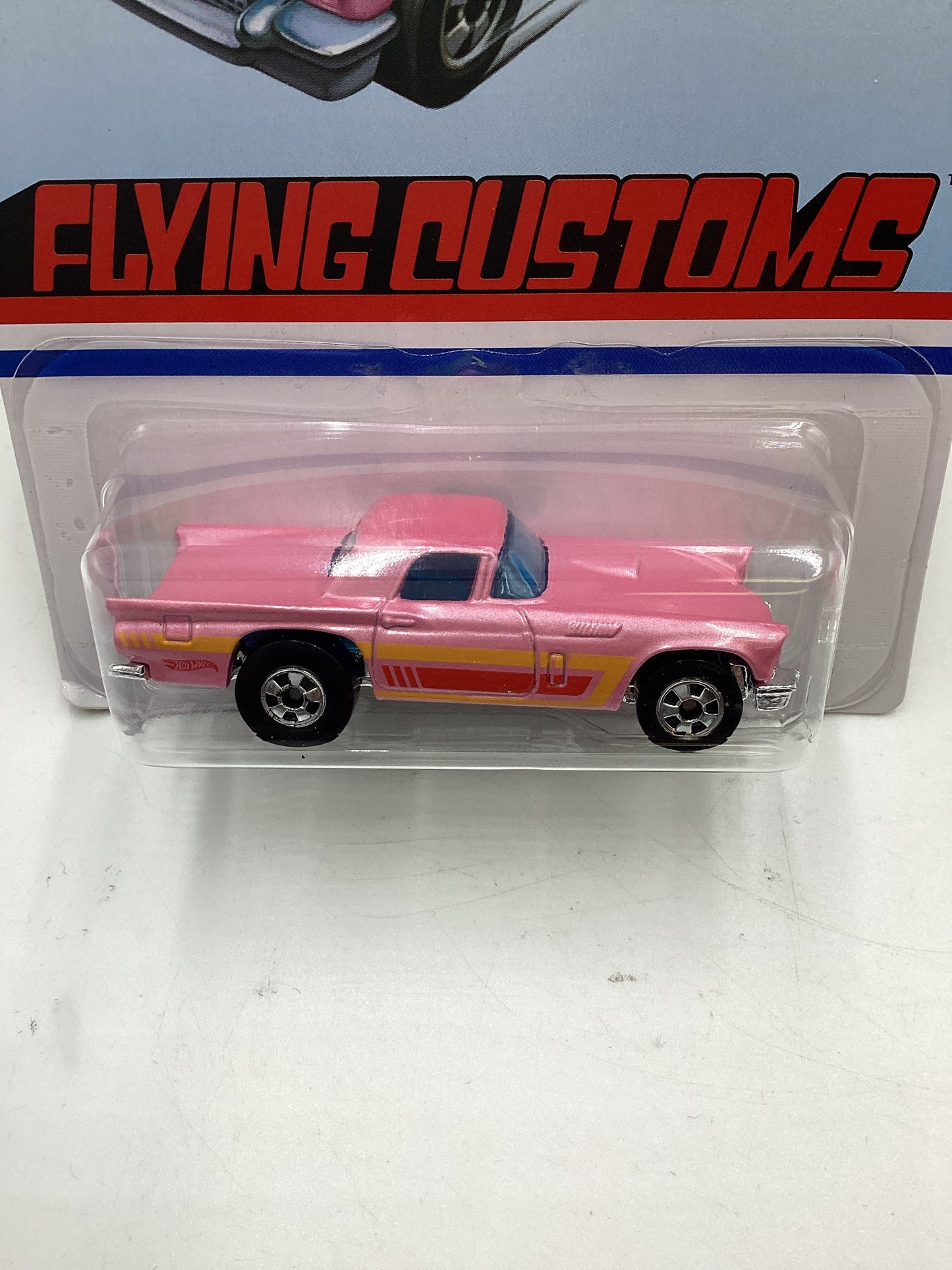 Hot Wheels Target Exclusive Flying Customs 57 T-Bird Pink Cracked Blister