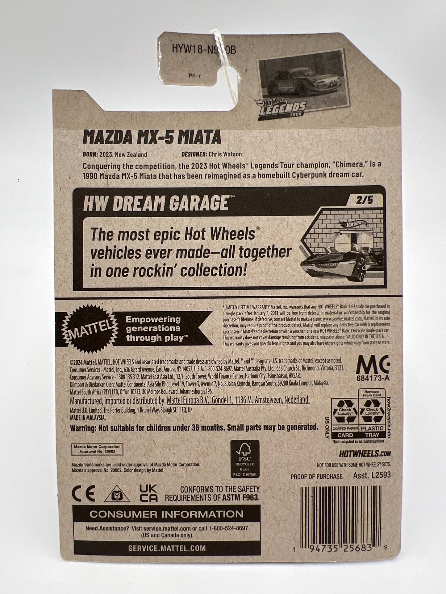 2025 Hot Wheels B Case #1 Mazda MX-5 mx5 Miata Gray 84B