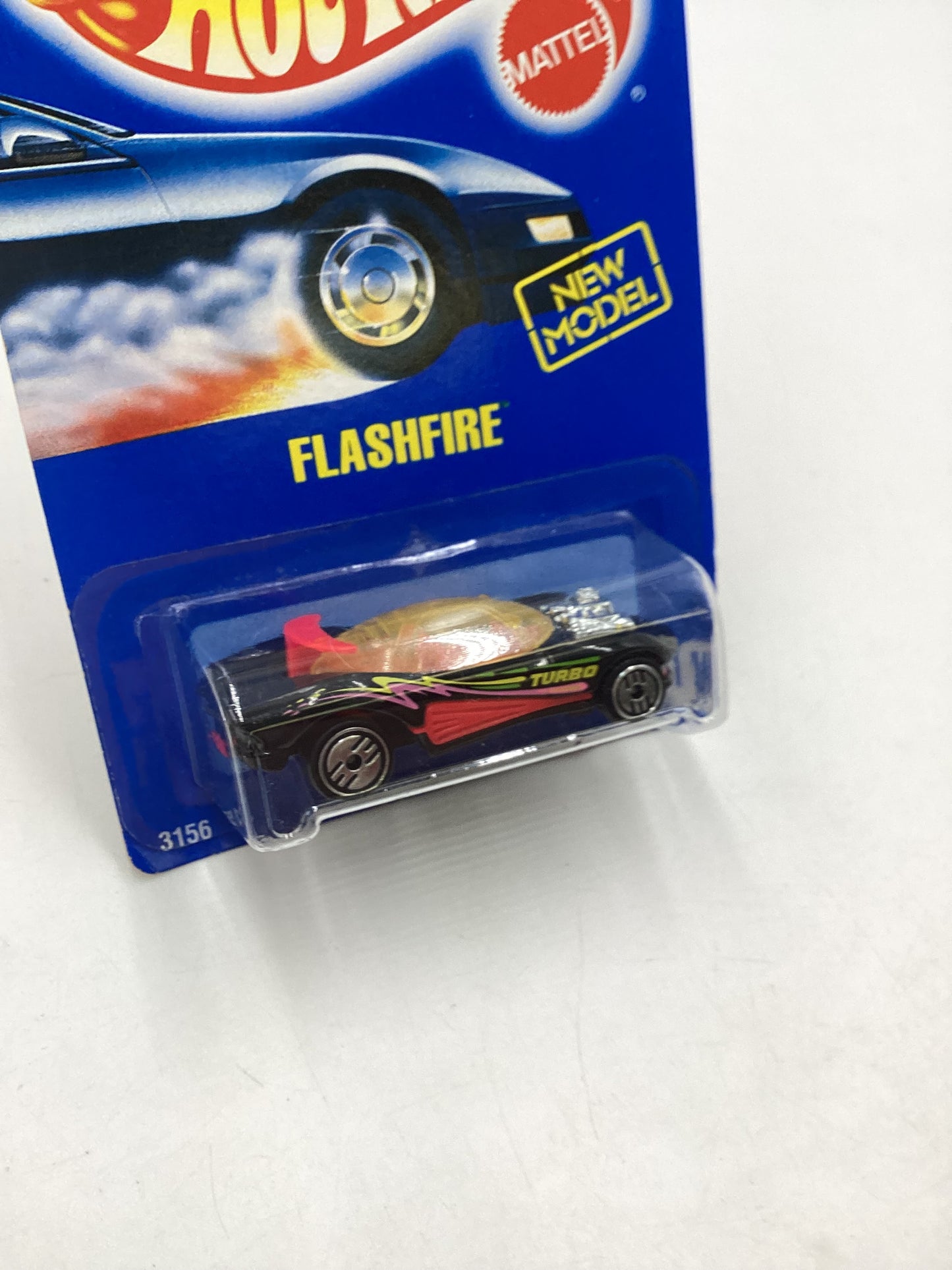 Hot Wheels Blue Card New Model Collector  No. 140 Flashfire Black UH Chrome Wheels 240G