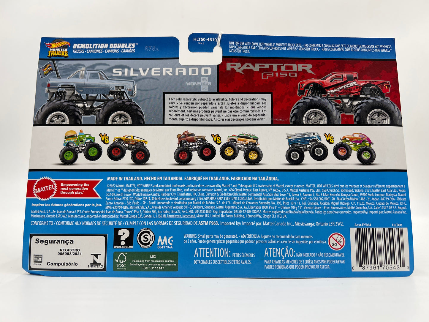 Hot Wheels Monster Trucks Demolition Doubles Silverado Vs Raptor F150 136F