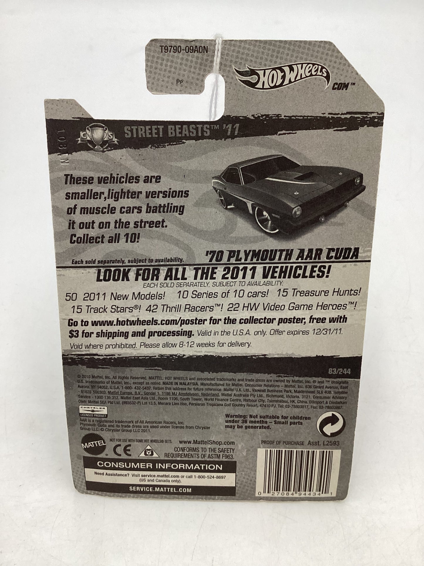 2011 Hot Wheels #83 70 Plymouth AAR Cuda Purple Walmart Exclusive 237C