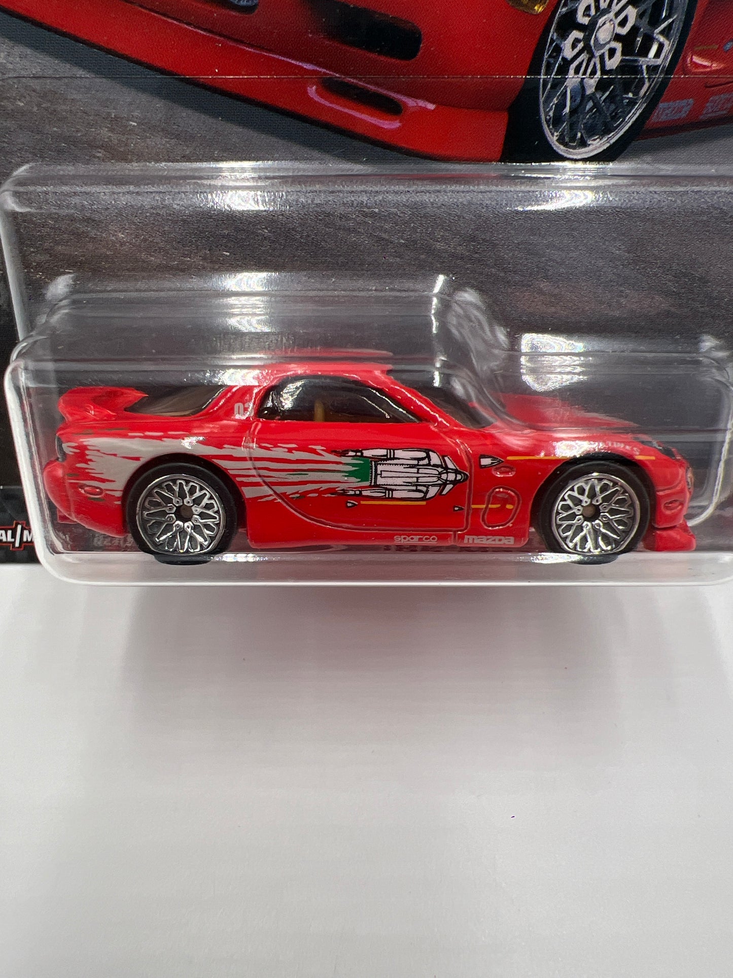 Hot Wheels Fast & Furious Full Force #1 95 Mazda RX-7 Red W/Protector