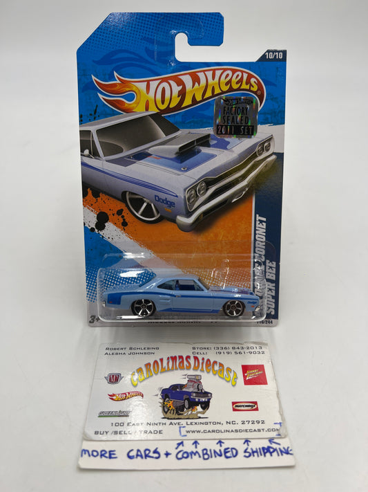 2011 Hot Wheels Toys R Us Exclusive Factory Sealed #110 69 Dodge Coronet Super Bee Blue W/Protector