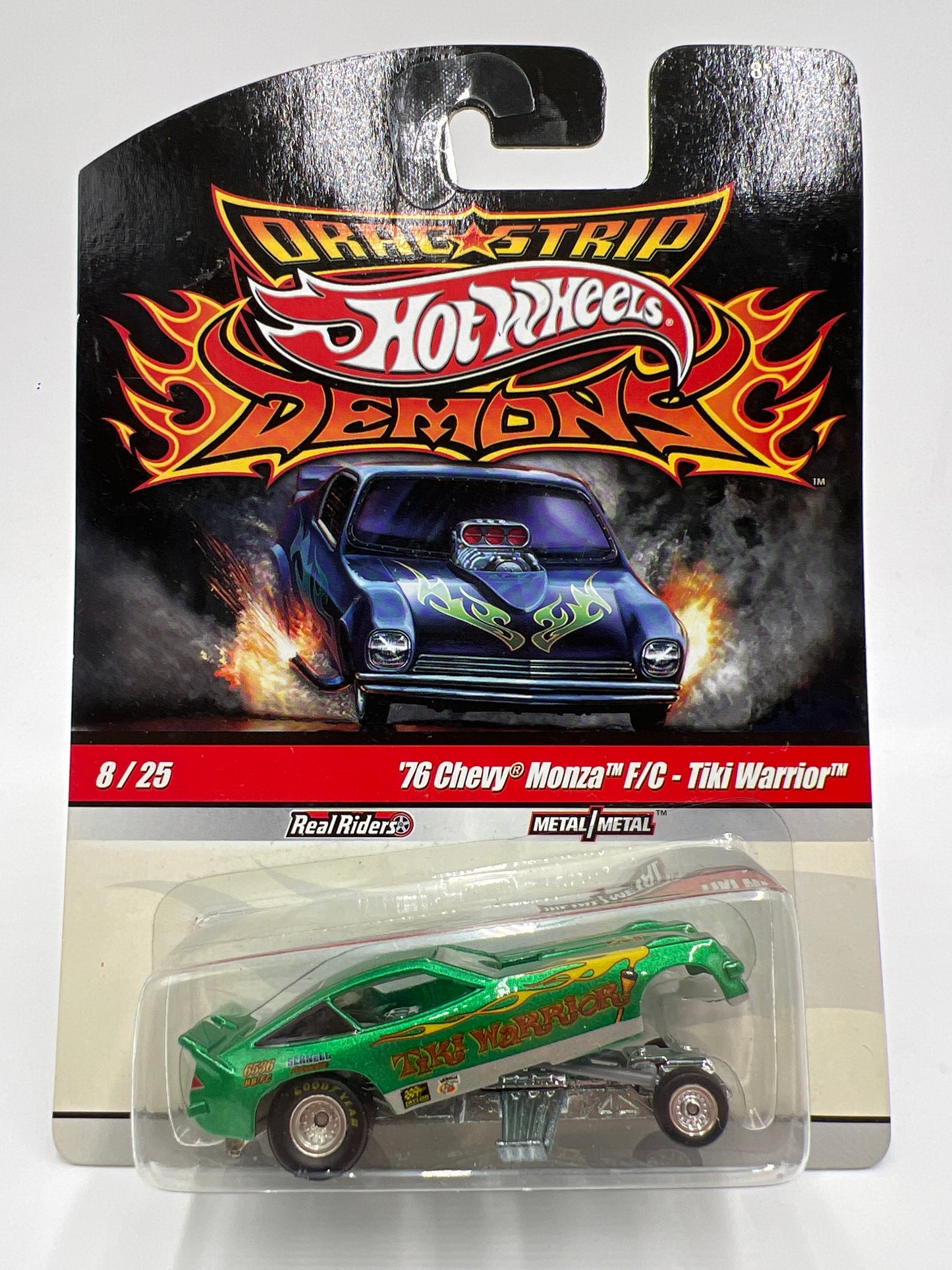 Hot Wheels Drag Strip Demons #8 76 Chevy Monza F/C Tiki Warrior W/Protector