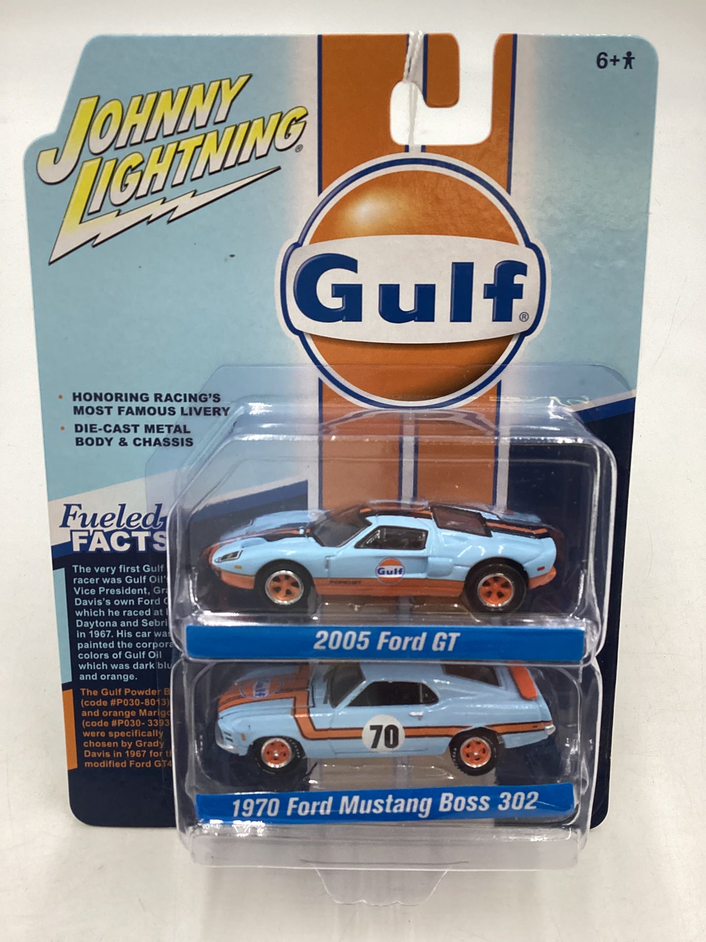 Johnny Lightning Gulf 2005 Ford GT & 1970 Ford Mustang Boss 302 214A