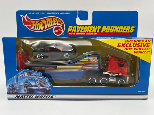 Hot Wheels Pavement Pounders Ferrari 348 Black W/Transporter Truck