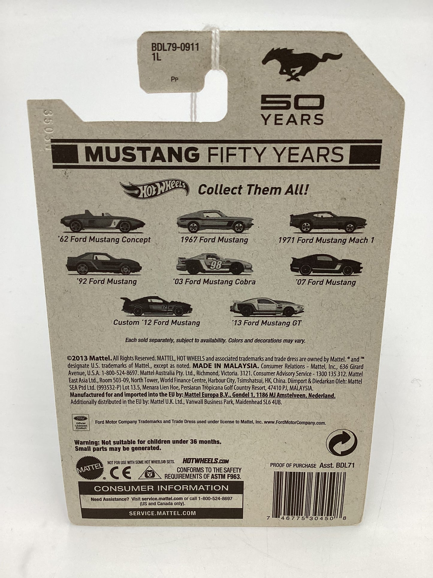 Hot Wheels Mustang 50 Years #8 13 Ford Mustang White 153D